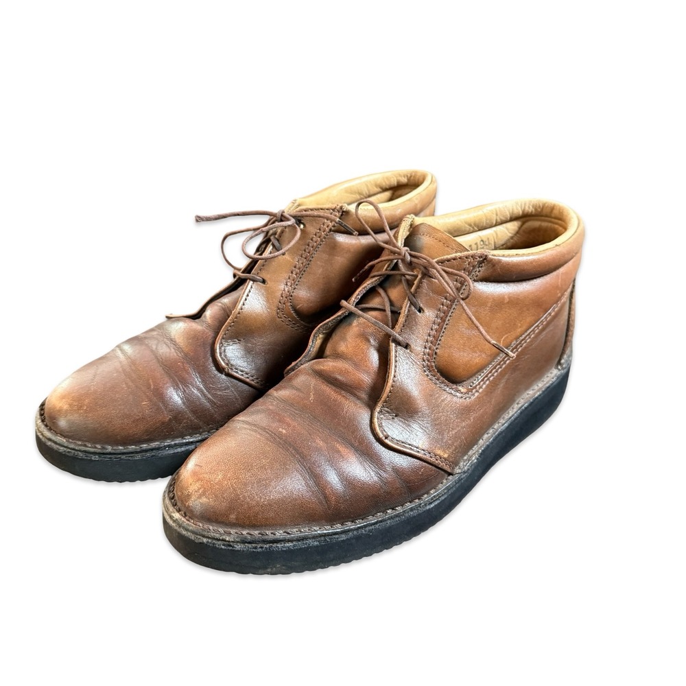 Red Wing Chukka Boots Men 8.5 E Vintage Brown Leather Vibram Sole USA Workwear